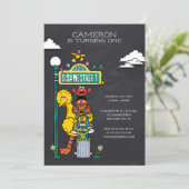 Sesame Street Characters & Street Sign Birthday Invitation (Standing Front)