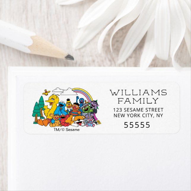 Sesame Street Characters & Street Sign Birthday La Label (Insitu)