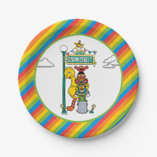 Sesame Street Characters & Street Sign Birthday Pa Paper Plates