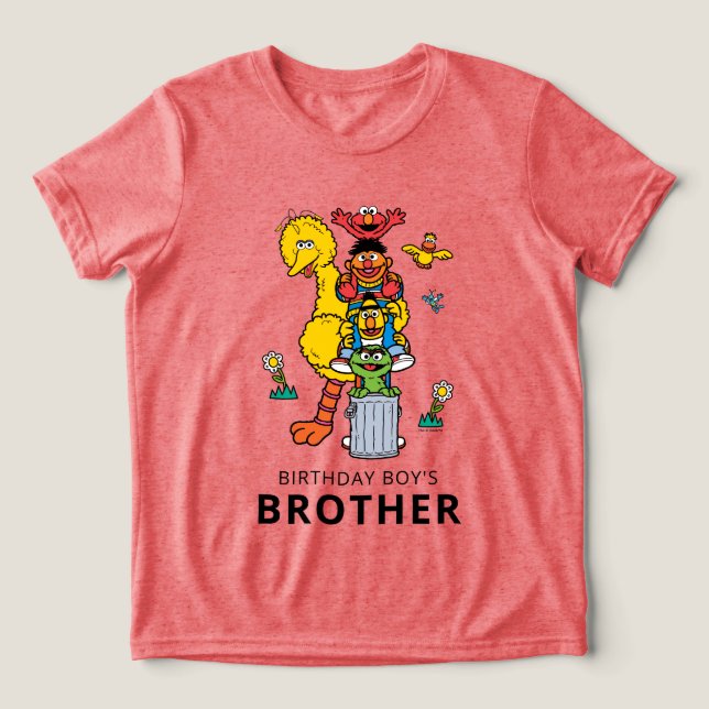 Sesame Street Characters & Street Sign Birthday Tr Tri-Blend Shirt (Design Front)