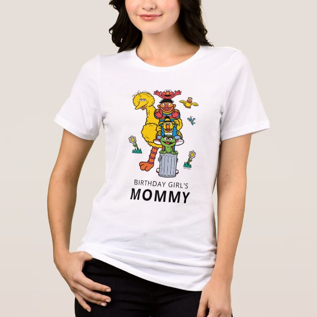 Sesame Street Characters & Street Sign Birthday Tr Tri-Blend Shirt (Front)