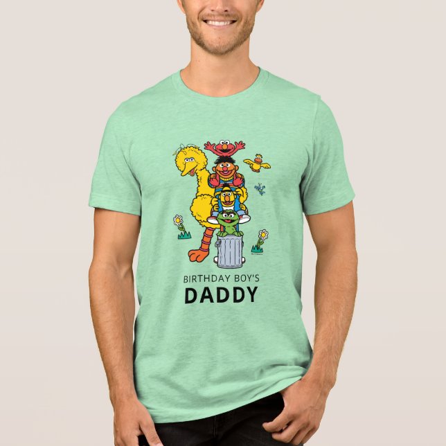 Sesame Street Characters & Street Sign Birthday Tr Tri-Blend Shirt (Front)