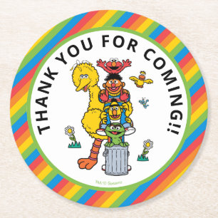 Sesame Street Characters & Street Sign Round Paper Coaster