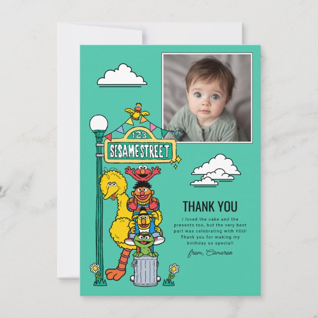Sesame Street Characters & Street Sign Thank You C Card (Front)