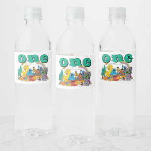 Sesame Street Characters & Street Sign Water Bottl Bottle Label