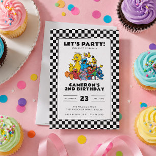 Sesame Street Checkerboard Birthday Invitation