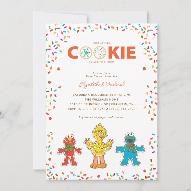 Sesame Street Chirstmas Cookie Baby Shower Invitation (Front)