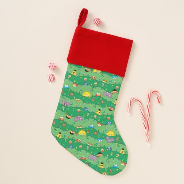 Sesame Street Christmas Lights Pattern Christmas Stocking (Front)