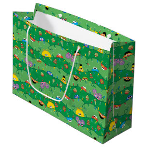 Sesame Street Christmas Lights Pattern Large Gift Bag
