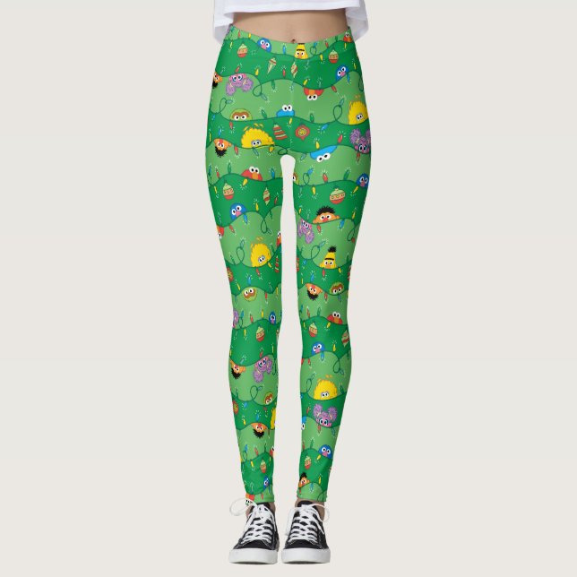 Sesame Street Christmas Lights Pattern Leggings (Front)