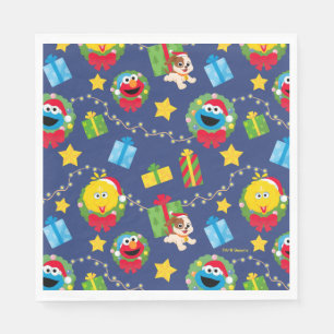 Sesame Street Christmas Lights Pattern Napkins