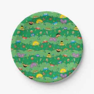 Sesame Street Christmas Lights Pattern Paper Plates