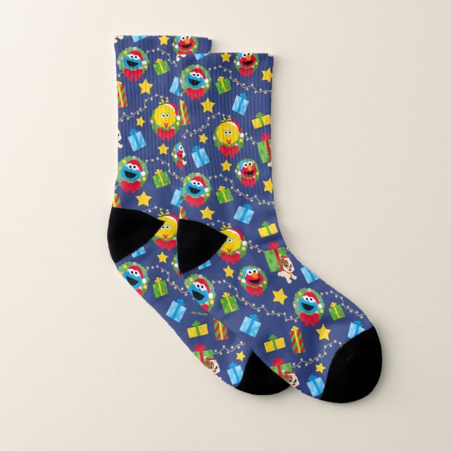 Sesame Street Christmas Lights Pattern Socks (Pair)