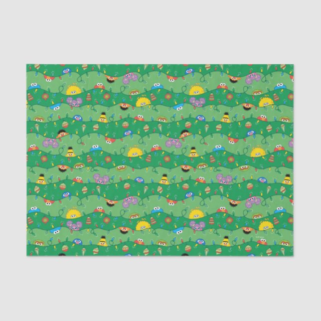 Sesame Street Christmas Lights Pattern Tissue Paper (Front)