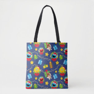 Sesame Street Christmas Lights Pattern Tote Bag
