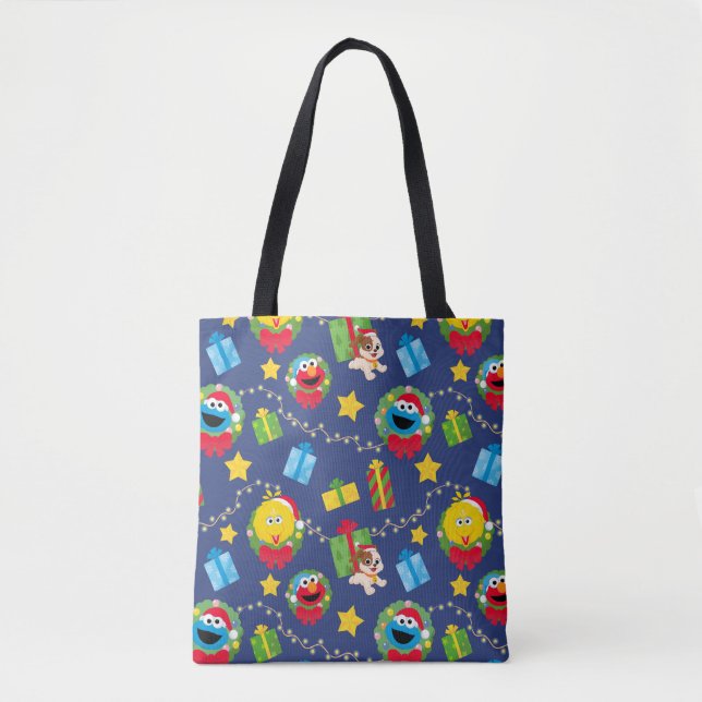 Sesame Street Christmas Lights Pattern Tote Bag (Front)