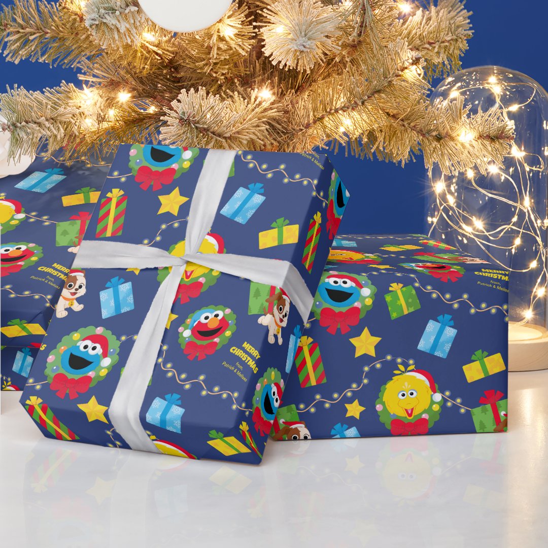 Sesame Street Christmas Lights Pattern Wrapping Paper (Holidays)