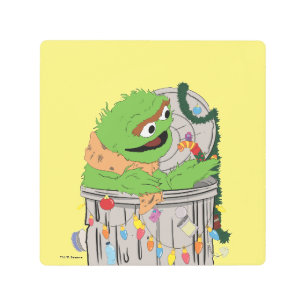 Sesame Street Christmas Oscar the Grouch Metal Print