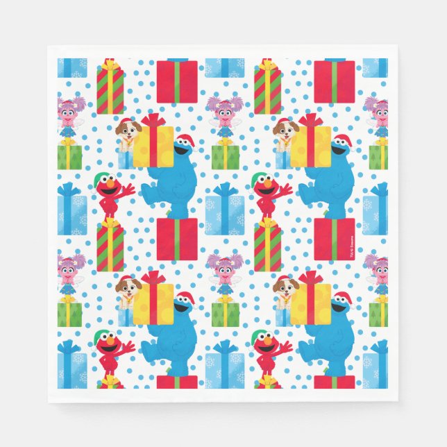 Sesame Street Christmas Presents Pattern Napkins (Front)