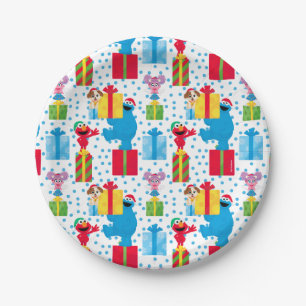 Sesame Street Christmas Presents Pattern Paper Plates