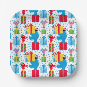 Sesame Street Christmas Presents Pattern Paper Plates