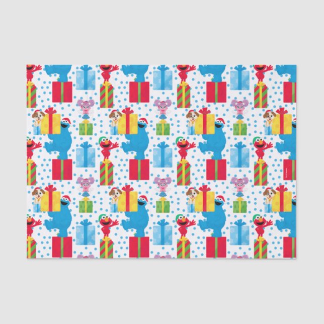 Sesame Street Christmas Presents Pattern Tissue Paper (Front)