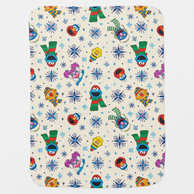 Sesame Street Christmas Snowflake Pattern Baby Blanket (Front)