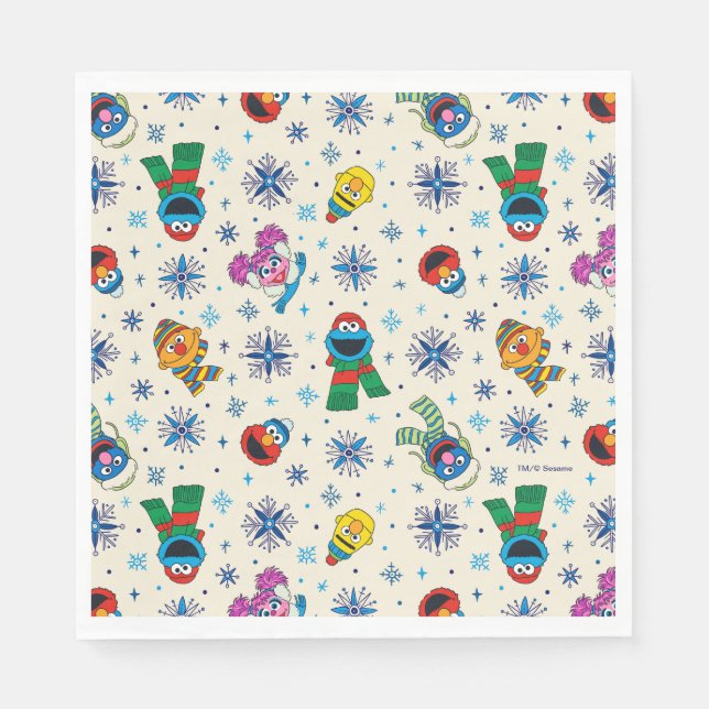 Sesame Street Christmas Snowflake Pattern Napkins (Front)