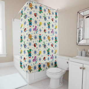 Sesame Street Christmas Snowflake Pattern Shower Curtain