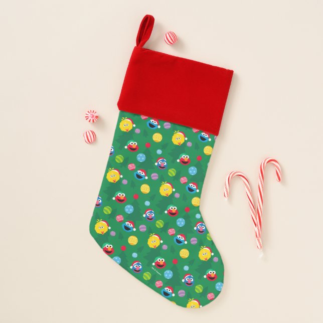Sesame Street Christmas Tree Pattern Christmas Stocking (Front)
