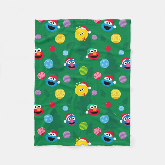 Sesame Street Christmas Tree Pattern Fleece Blanket (Front)