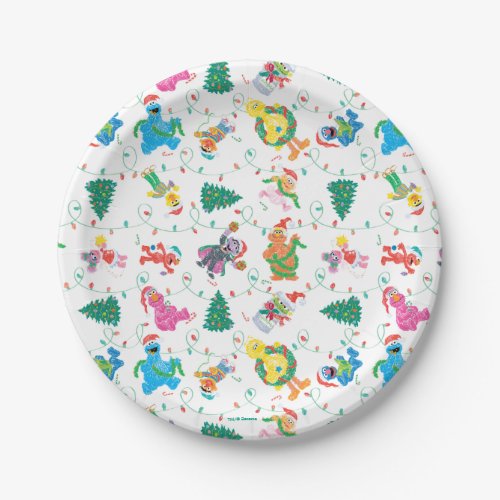 Sesame Street Christmas Tree Pattern Paper Plates