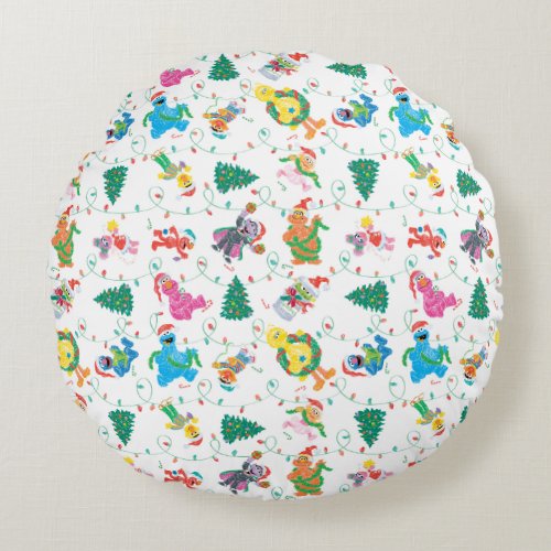 Sesame Street Christmas Tree Pattern Round Pillow