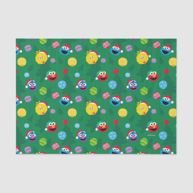 Sesame Street Christmas Tree Pattern Tissue Paper (Front)
