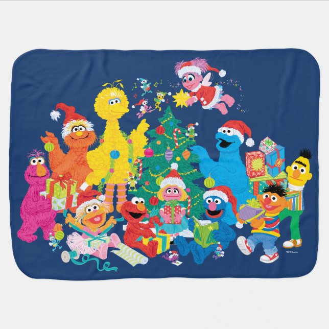 Sesame Street | Christmas with the Whole Gang Baby Blanket (Horizontal)