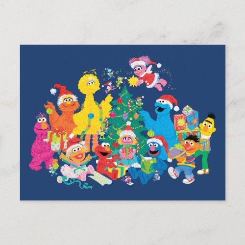 Sesame Street  Christmas with the Whole Gang Postcard