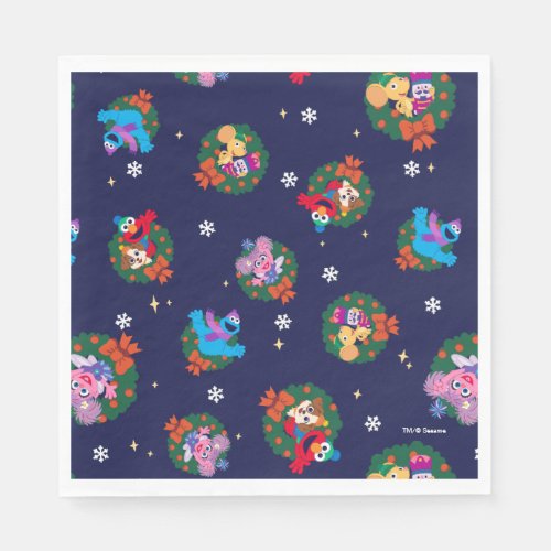 Sesame Street Christmas Wreath Pattern Napkins