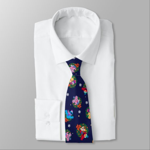 Sesame Street Christmas Wreath Pattern Neck Tie