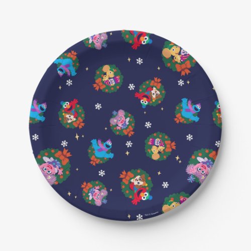 Sesame Street Christmas Wreath Pattern Paper Plates