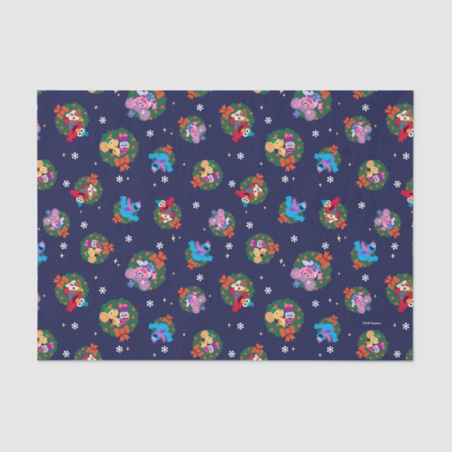 Sesame Street Christmas Wreath Pattern Tissue Paper (Front)