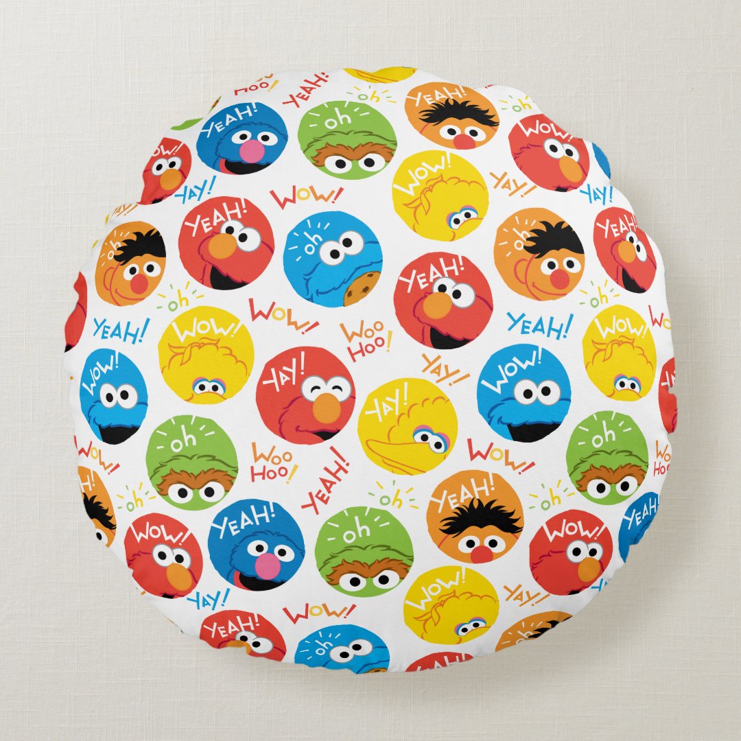 Sesame Street Circle Character Pattern Round Pillow | Zazzle