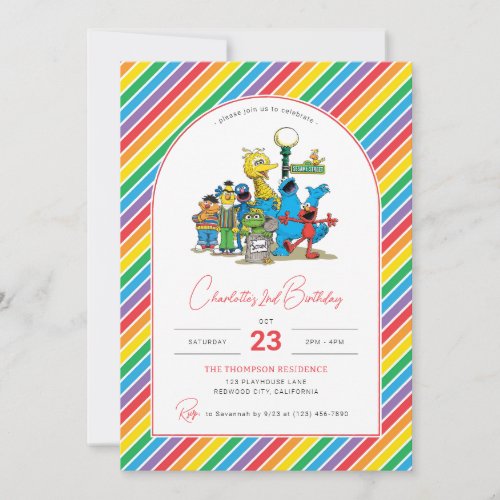 Sesame Street Colorful Rainbow Birthday Invitation