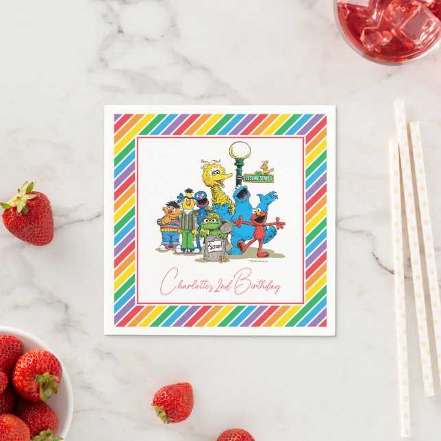 Sesame Street Colorful Rainbow Birthday Napkins (Insitu)