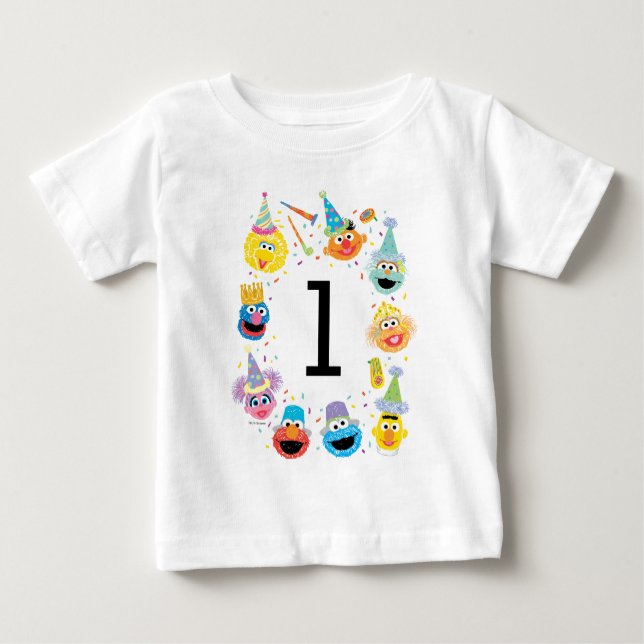 Sesame Street Confetti Birthday Baby T-Shirt (Front)