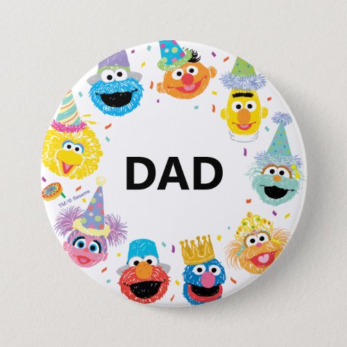 Sesame Street Confetti Birthday Childs Dad Button