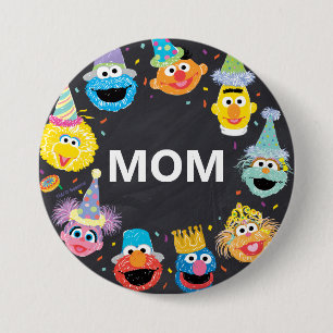 Sesame Street Confetti Birthday Child's Mom Button