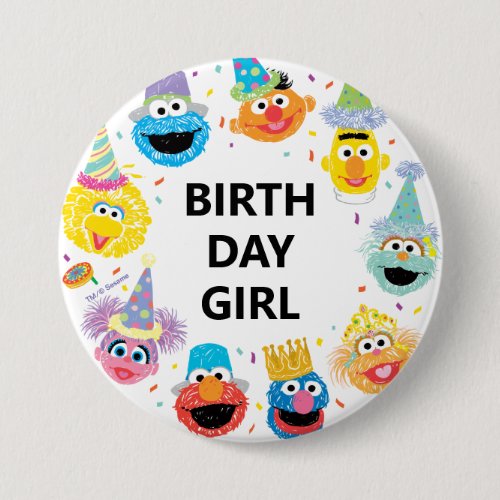 Sesame Street Confetti Birthday Girl Button