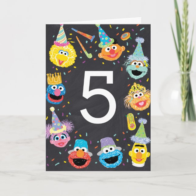 Sesame Street Confetti Happy 5th Birthday Card (Front)