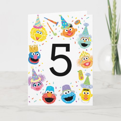 Sesame Street Confetti Happy 5th Birthday Card