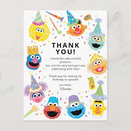 Sesame Street Confetti Happy Birthday Postcard
